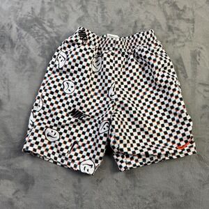 Nike Swim Shorts Boys Medium 10-12 Checkered Smiley Face Liner Drawstring